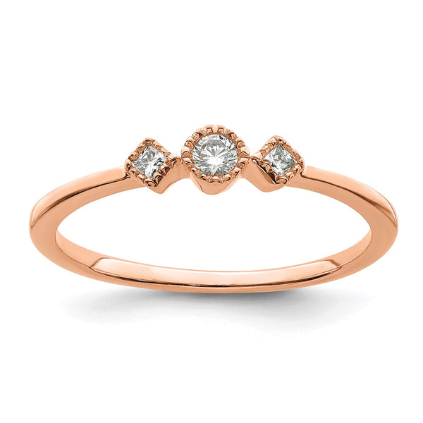 High-quality 14K Rose Gold 3-Stone Diamond Engagement Ring - Affordable Luxury