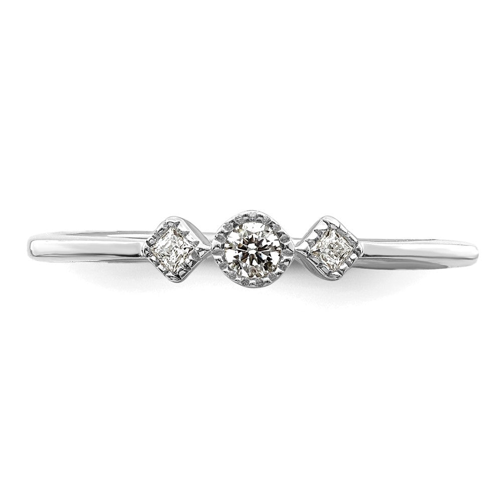 Buy Stylish 14K White Gold 3-Stone Diamond Engagement Ring - 1/10 Carat Value
