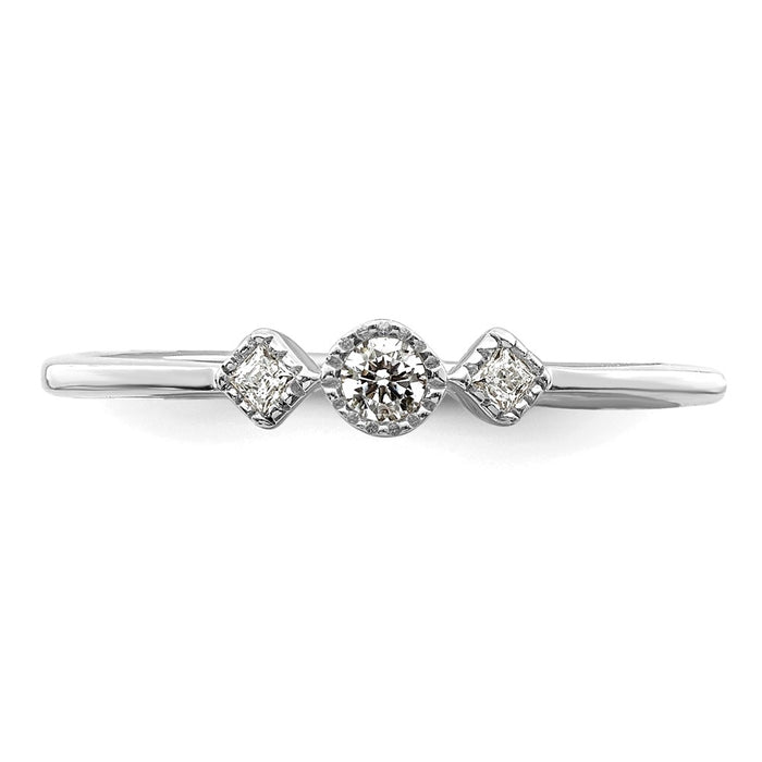 Buy Stylish 14K White Gold 3-Stone Diamond Engagement Ring - 1/10 Carat Value-4