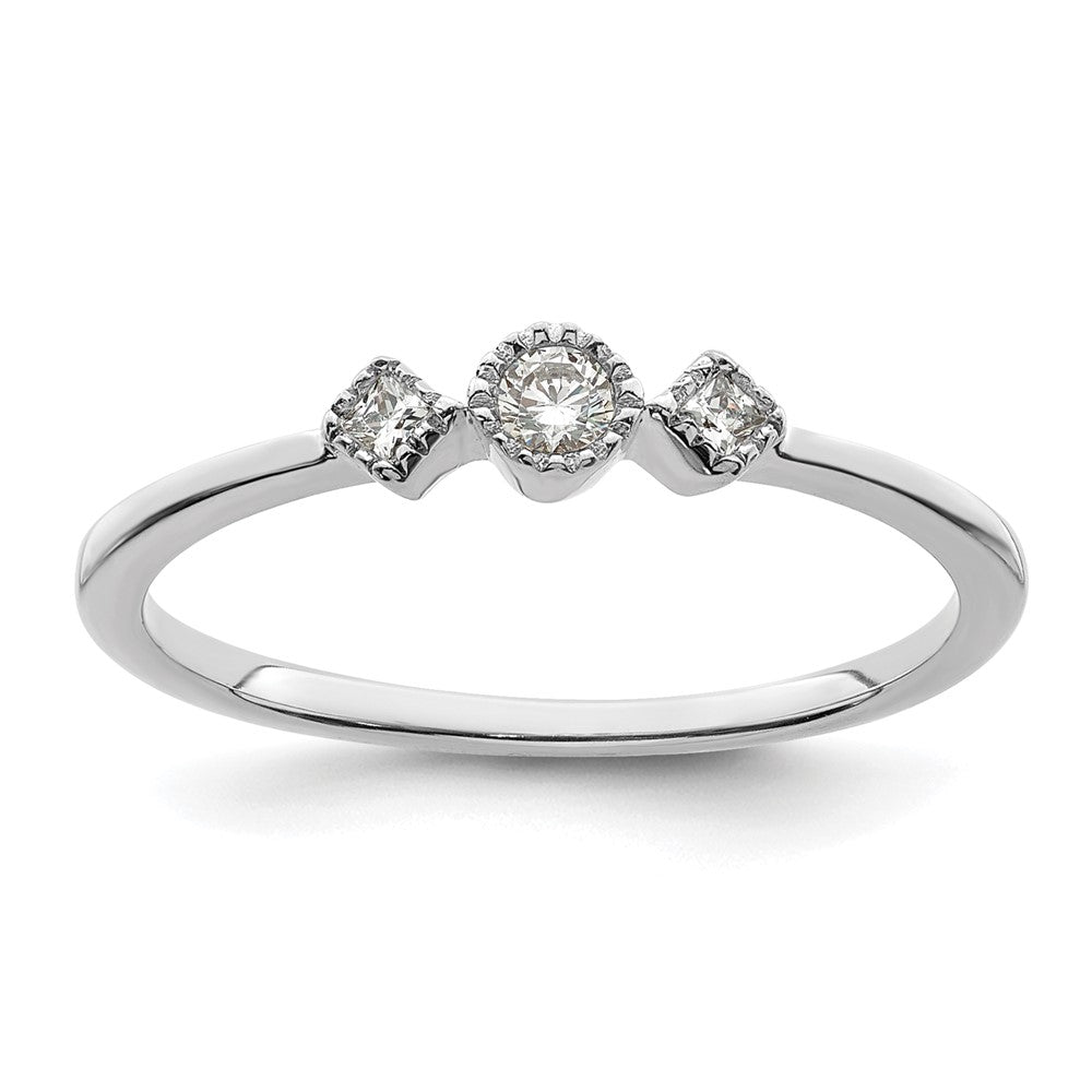 Buy Stylish 14K White Gold 3-Stone Diamond Engagement Ring - 1/10 Carat Value