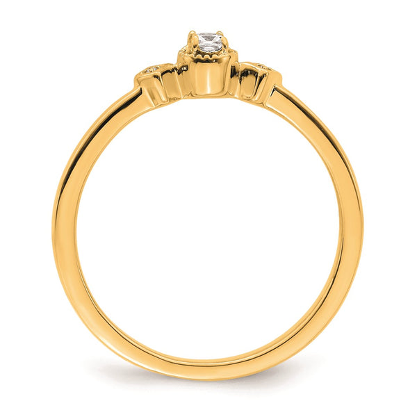 14K Gold Petite 3-Stone Diamond Engagement Ring, 1/15 Carat