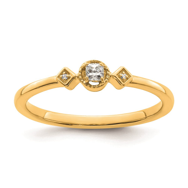 14K Gold Petite 3-Stone Diamond Engagement Ring, 1/15 Carat