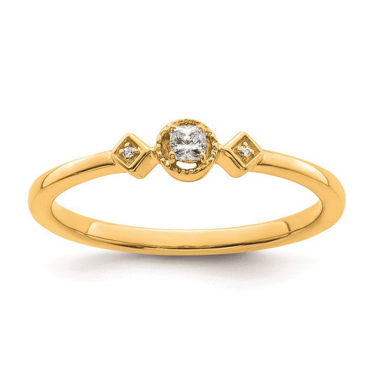 Buy Stylish 14K Gold Petite 3-Stone Diamond Engagement Ring, 1/15 Carat