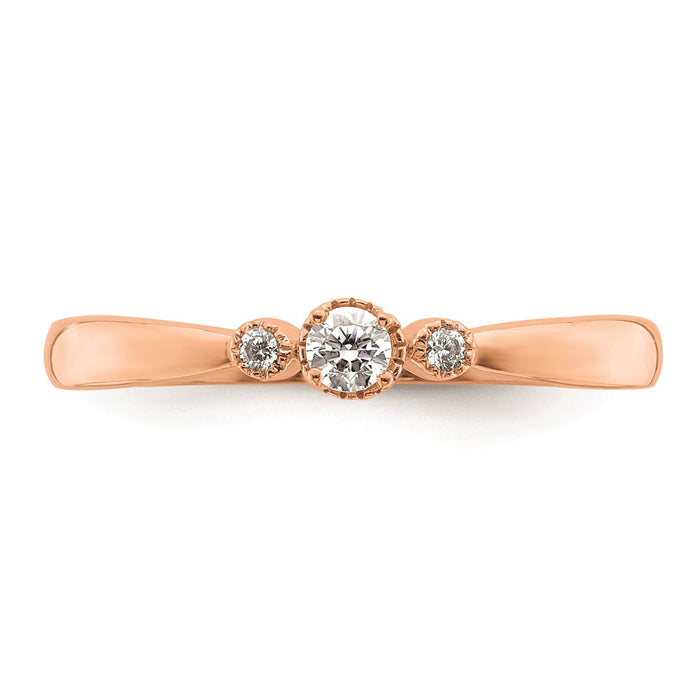 Buy 14K Rose Gold Petite 3-Stone Engagement Ring with 1/15 Carat Diamonds-4