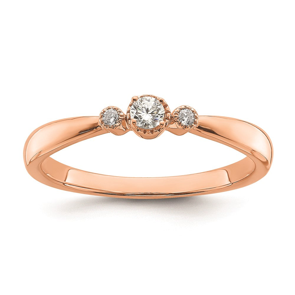 Buy 14K Rose Gold Petite 3-Stone Engagement Ring with 1/15 Carat Diamonds