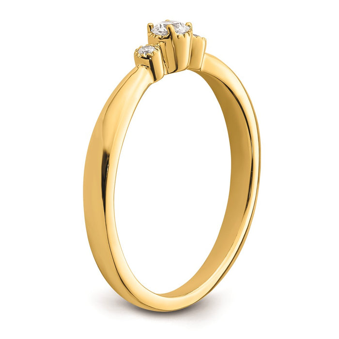 Buy Stylish 14K Gold 3-Stone Diamond Engagement Ring, 1/15 Carat Value-6