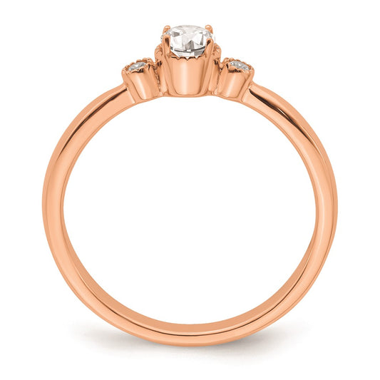 Exclusive 14K Rose Gold 3-Stone Engagement Ring - 1/4 Carat Diamonds, Stylish Design