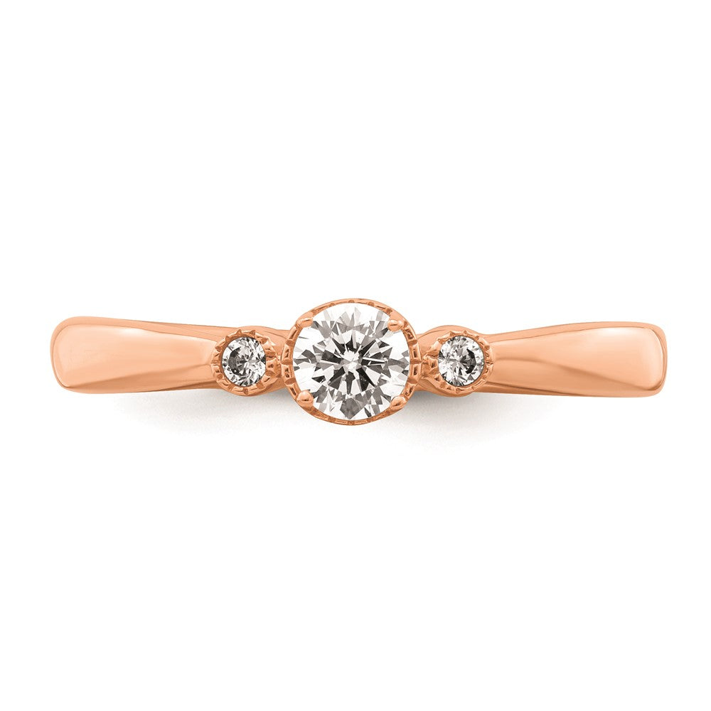 Exclusive 14K Rose Gold 3-Stone Engagement Ring - 1/4 Carat Diamonds, Stylish Design