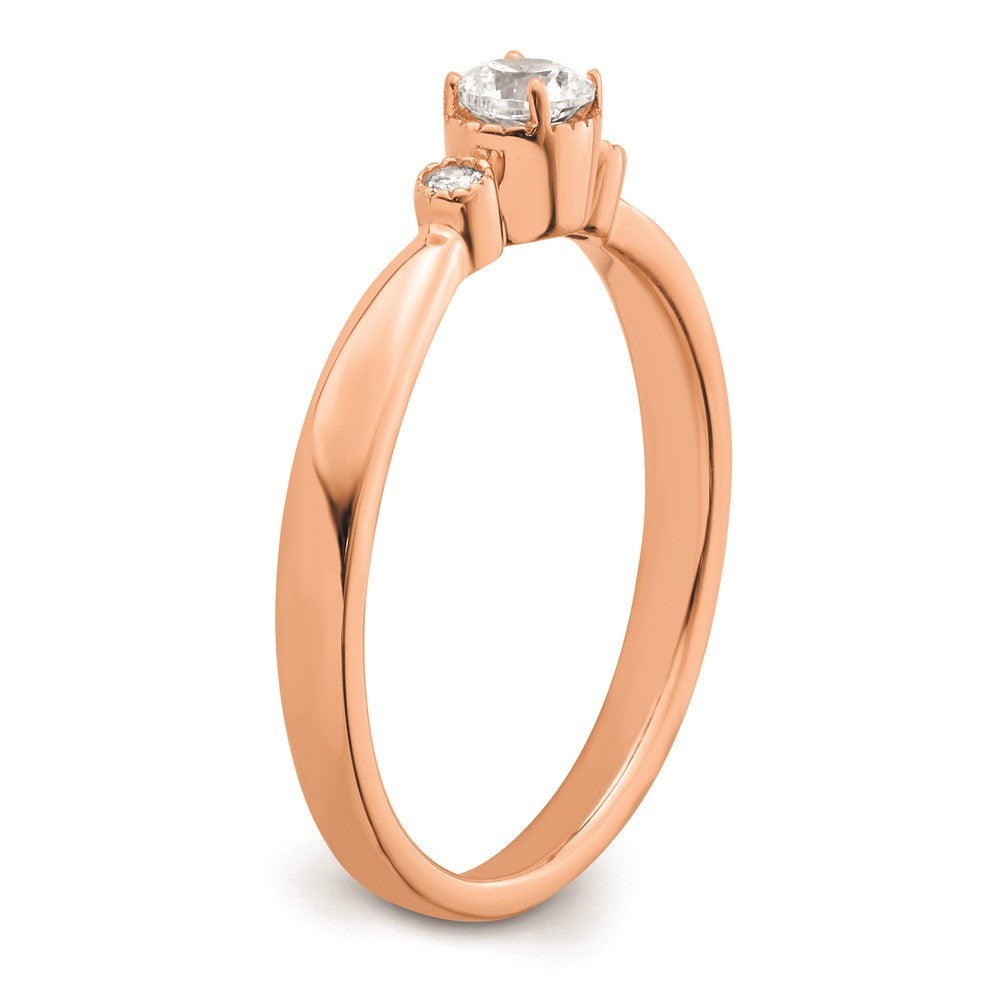 Exclusive 14K Rose Gold 3-Stone Engagement Ring - 1/4 Carat Diamonds, Stylish Design