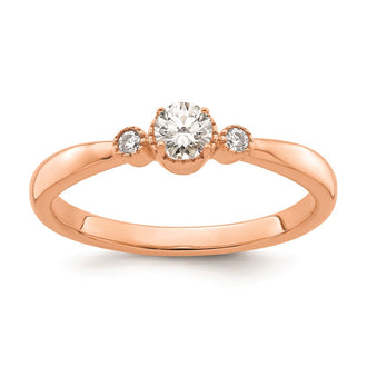 Exclusive 14K Rose Gold 3-Stone Engagement Ring - 1/4 Carat Diamonds, Stylish Design