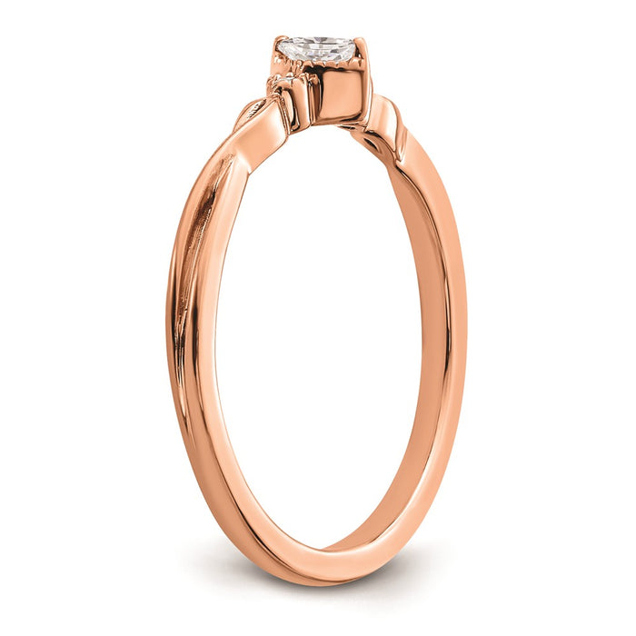 Buy Stylish 14K Rose Gold Petite 3-Stone Engagement Ring - 1/15 Carat Diamonds-6