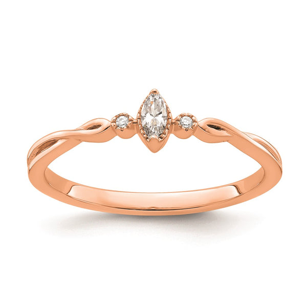 Buy Stylish 14K Rose Gold Petite 3-Stone Engagement Ring - 1/15 Carat Diamonds