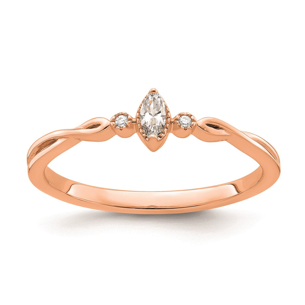 Buy Stylish 14K Rose Gold Petite 3-Stone Engagement Ring - 1/15 Carat Diamonds