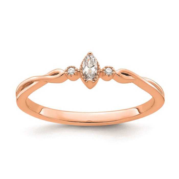 Buy Stylish 14K Rose Gold Petite 3-Stone Engagement Ring - 1/15 Carat Diamonds-1