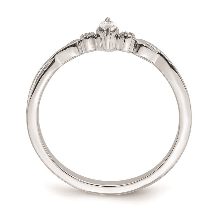 Buy Exclusive 14K White Gold 3-Stone Engagement Ring - Stylish Beaded Edge, 1/15 Carat Diamonds-2