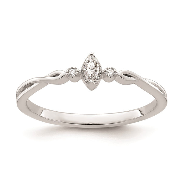 Buy Exclusive 14K White Gold 3-Stone Engagement Ring - Stylish Beaded Edge, 1/15 Carat Diamonds