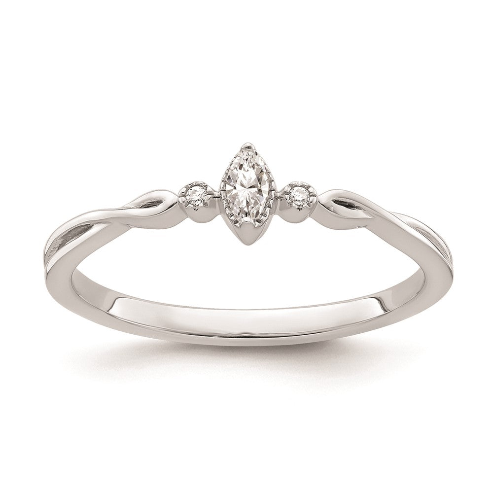 Buy Exclusive 14K White Gold 3-Stone Engagement Ring - Stylish Beaded Edge, 1/15 Carat Diamonds