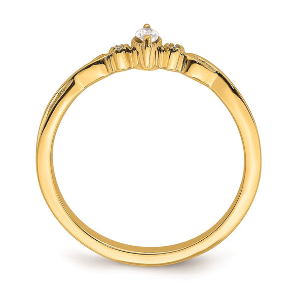 Order Stylish 14K Gold Petite 3-Stone Marquise Diamond Engagement Ring - 1/15 Carat