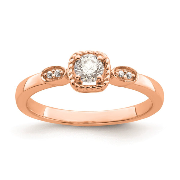 14K Rose Gold Engagement Ring with 1/4 Carat Diamond