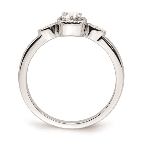 14K White Gold Petite Rope Edge Engagement Ring, 1/4 Carat Diamond