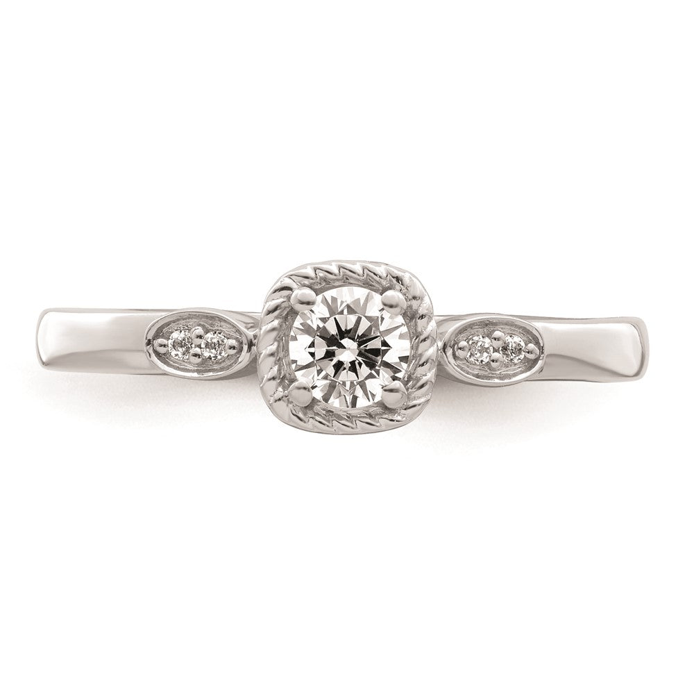 Exclusive 14K White Gold Petite Rope Edge Engagement Ring, 1/4 Carat Diamond
