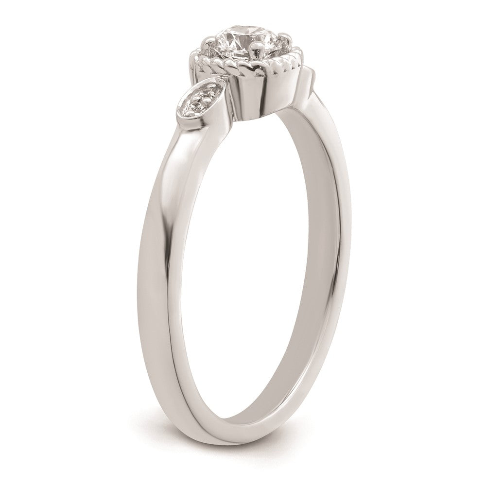 Exclusive 14K White Gold Petite Rope Edge Engagement Ring, 1/4 Carat Diamond