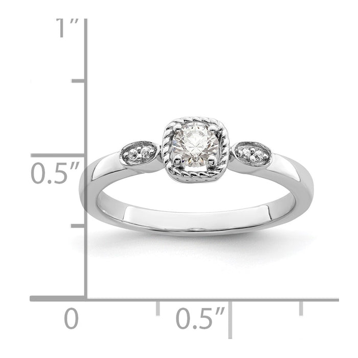 Exclusive 14K White Gold Petite Rope Edge Engagement Ring, 1/4 Carat Diamond-7
