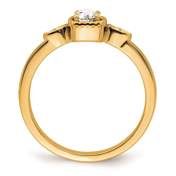 14K Gold Petite Rope Edge 1/4 Carat Round Diamond Ring