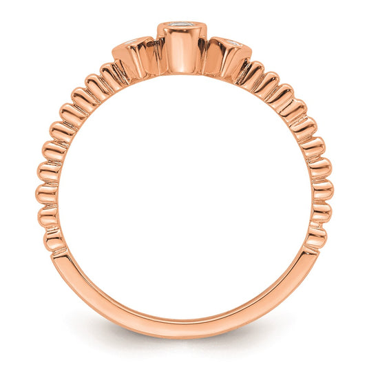 Buy Stylish 14K Rose Gold 3-Stone Engagement Ring with 1/15 Carat Diamonds