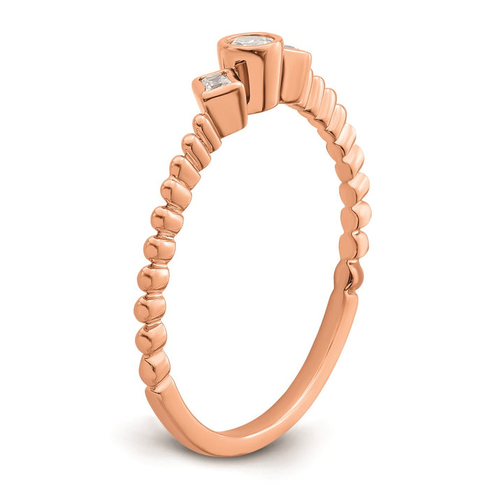 Buy Stylish 14K Rose Gold 3-Stone Engagement Ring with 1/15 Carat Diamonds-6