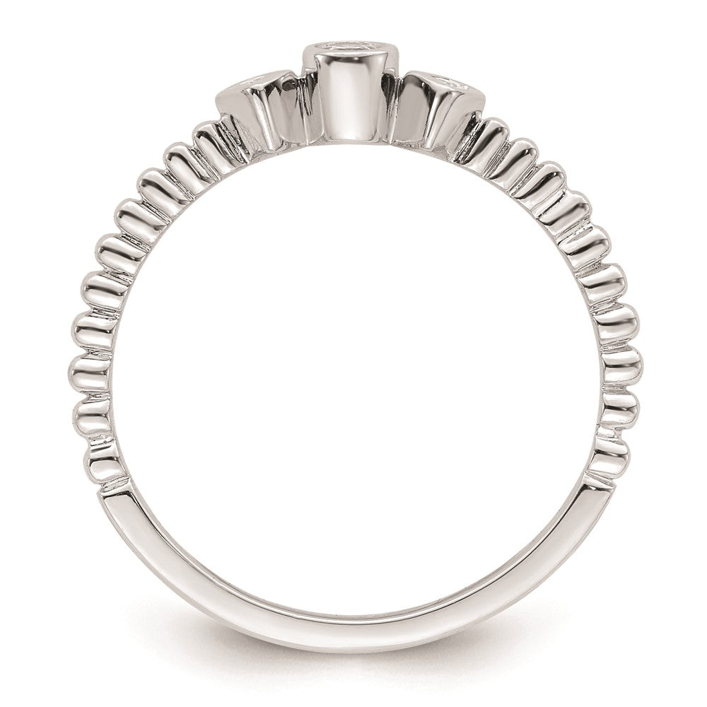 High-Quality 14K White Gold 3-Stone Engagement Ring with 1/15 Carat Diamonds