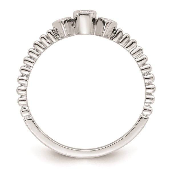 High-Quality 14K White Gold 3-Stone Engagement Ring with 1/15 Carat Diamonds