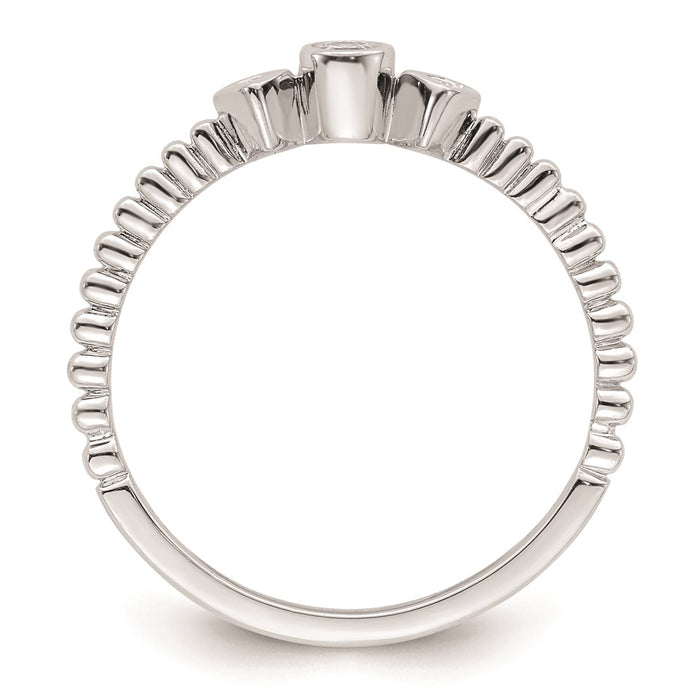 High-Quality 14K White Gold 3-Stone Engagement Ring with 1/15 Carat Diamonds-2