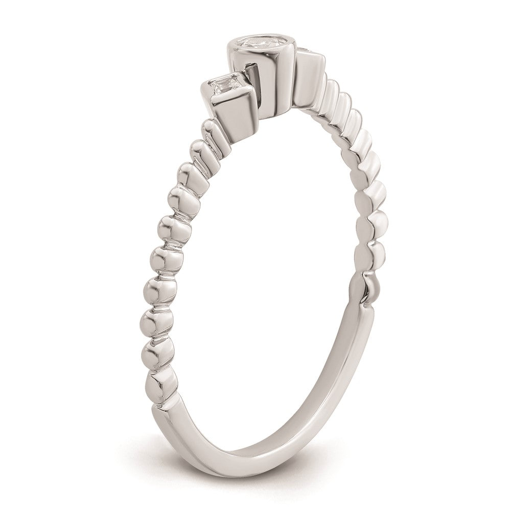 High-Quality 14K White Gold 3-Stone Engagement Ring with 1/15 Carat Diamonds