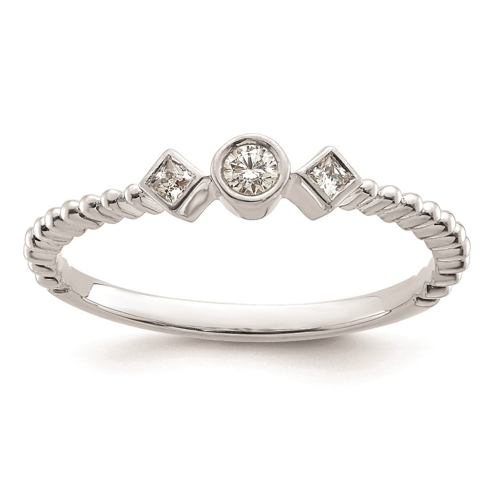 High-Quality 14K White Gold 3-Stone Engagement Ring with 1/15 Carat Diamonds