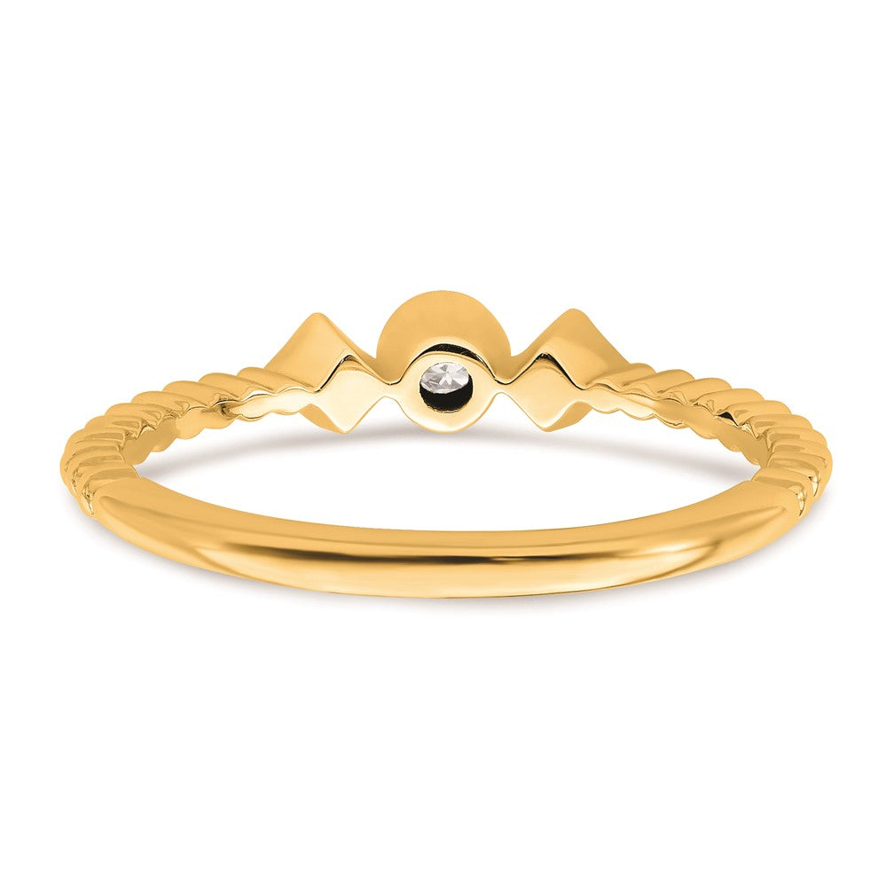 Exclusive 14K Gold Scalloped Band 3-Stone Engagement Ring, 1/15 Carat Diamonds