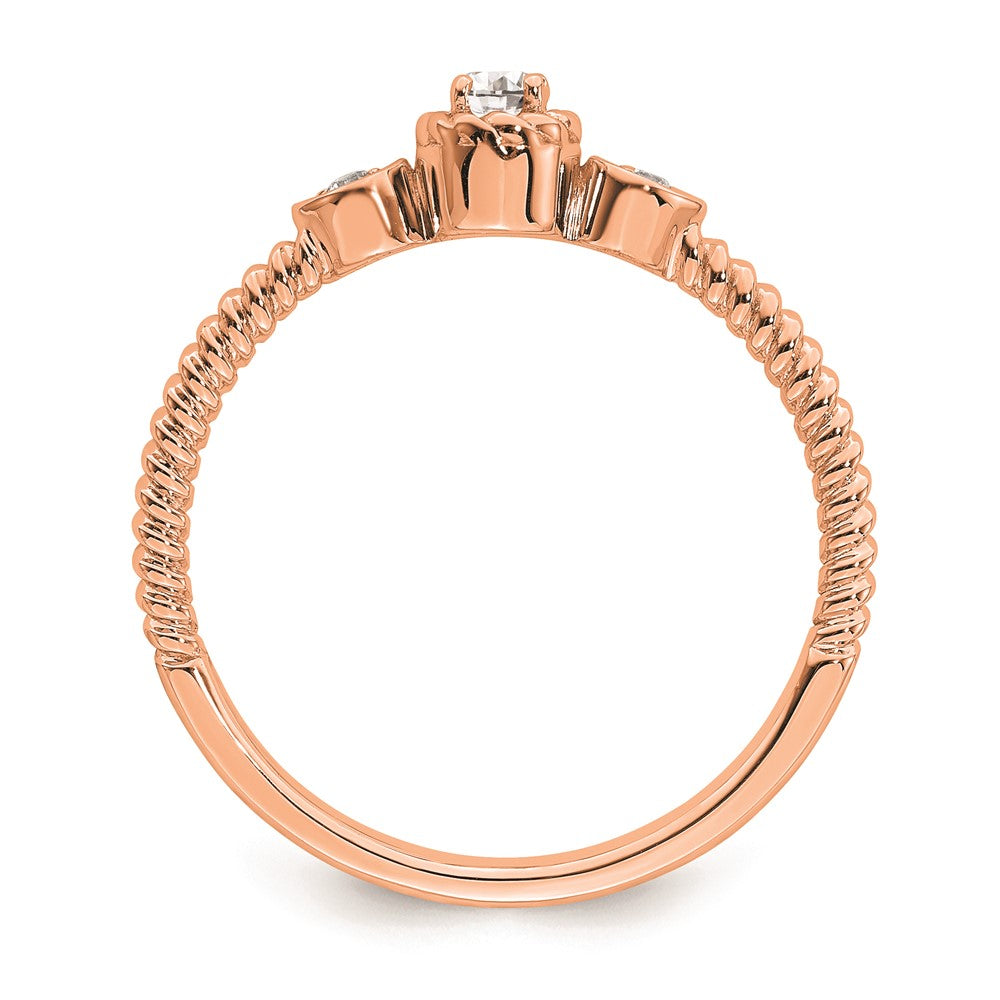 Buy Exclusive 14K Rose Gold Petite 3-Stone Engagement Ring with Diamonds