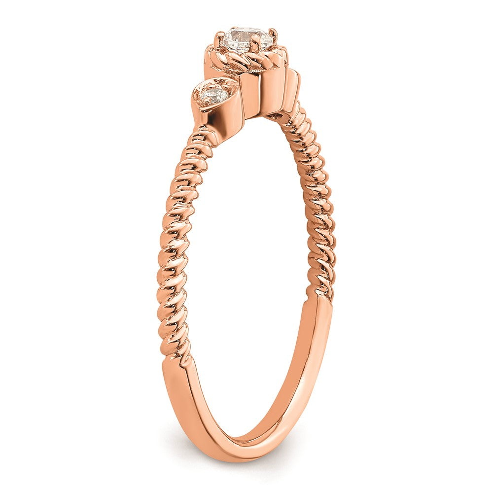 Buy Exclusive 14K Rose Gold Petite 3-Stone Engagement Ring with Diamonds