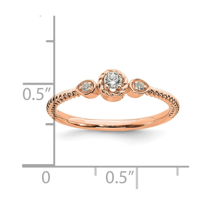 Buy Exclusive 14K Rose Gold Petite 3-Stone Engagement Ring with Diamonds-7
