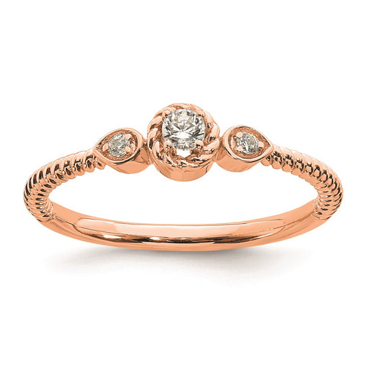 Buy Exclusive 14K Rose Gold Petite 3-Stone Engagement Ring with Diamonds
