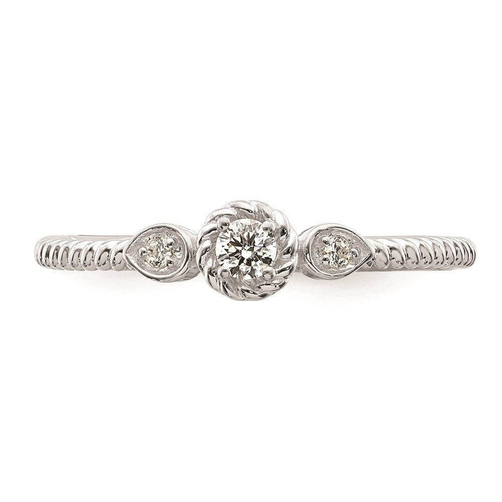 Buy Exclusive 14K White Gold 3-Stone Engagement Ring with 1/15 Carat Diamonds