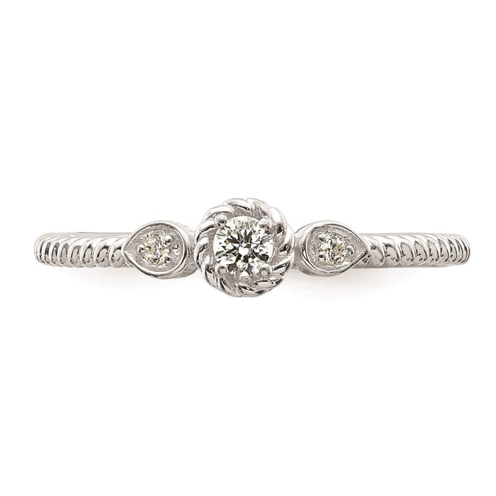 Buy Exclusive 14K White Gold 3-Stone Engagement Ring with 1/15 Carat Diamonds-4