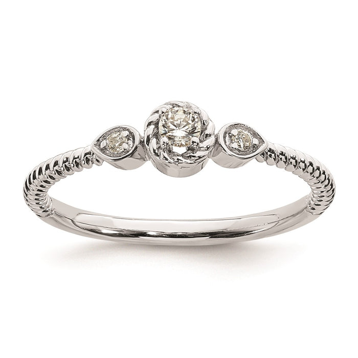 Buy Exclusive 14K White Gold 3-Stone Engagement Ring with 1/15 Carat Diamonds-1
