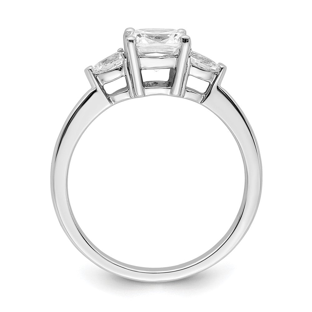 High-Quality 14K White Gold 3-Stone Semi-Mount Ring with Pear & Cushion Cuts