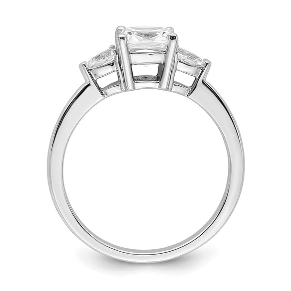 14K White Gold 3-Stone Semi-Mount Ring with Pear & Cushion Cuts