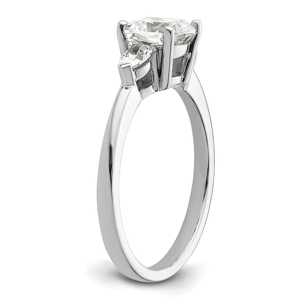High-Quality 14K White Gold 3-Stone Semi-Mount Ring with Pear & Cushion Cuts