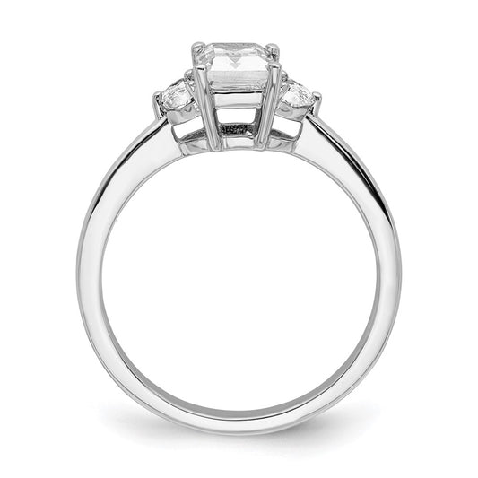 Exclusive 14K White Gold Semi-Mount Ring, Emerald Center & Diamonds - Stylish Value