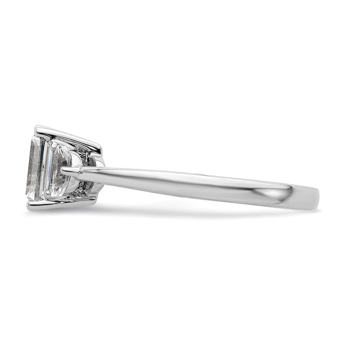 Exclusive 14K White Gold Semi-Mount Ring, Emerald Center & Diamonds - Stylish Value-3