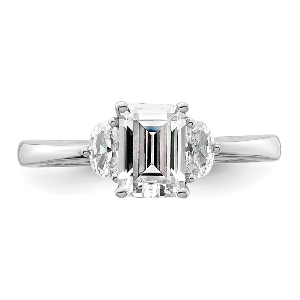 Exclusive 14K White Gold Semi-Mount Ring, Emerald Center & Diamonds - Stylish Value