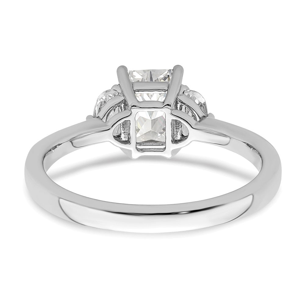 Exclusive 14K White Gold Semi-Mount Ring, Emerald Center & Diamonds - Stylish Value